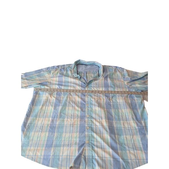 IZOD Big & Tall Short Sleeve Button Down Plaid Shirt Size 5XLT - Picture 3 of 6